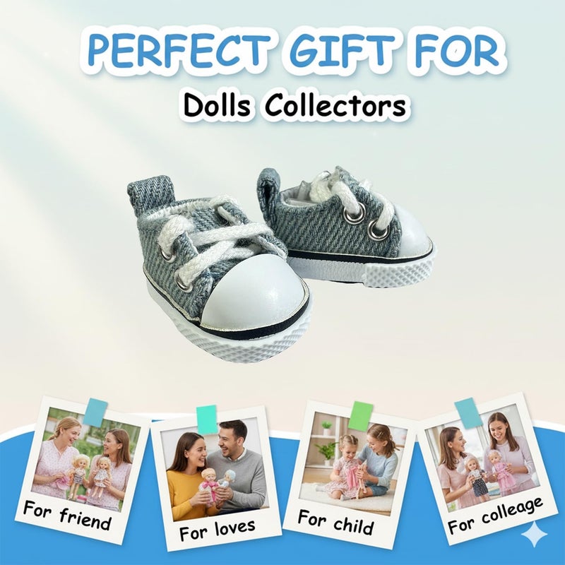 QIXINGWISE Store 17cm Dolls Shoes, Lace-Up Canvas Sneakers Mini Shoes for 17cm Dolls, Fingerboard Shoes, Mini Finger Shoes, Clothing Accessory for 6.7in Dolls (1 Pair of Blue) - Image 4
